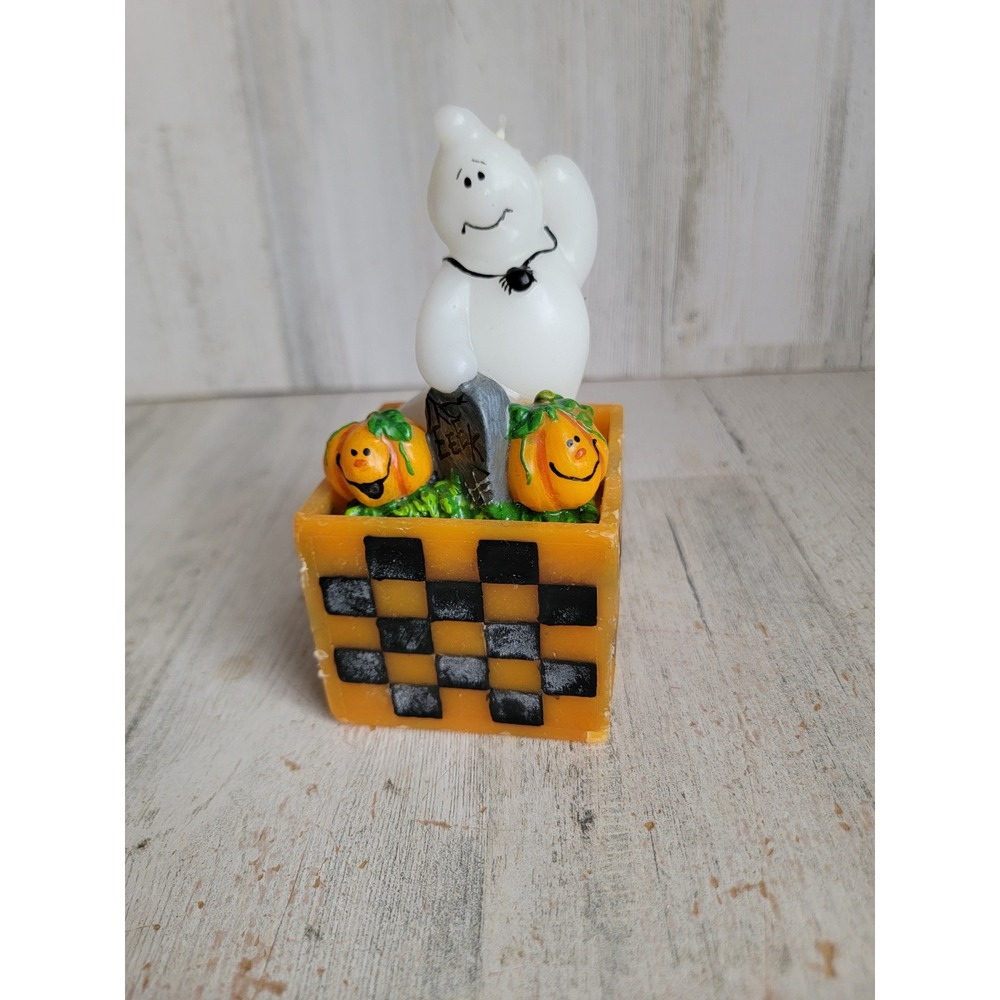 Vintage ghost‎ candle pumpkin tombstone Halloween wax decor